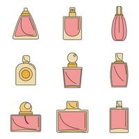 doft flaskor parfym ikoner uppsättning vektor Färg
