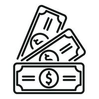 Kasse Geld Banknoten Symbol Gliederung Vektor. Zeichen Mittel vektor