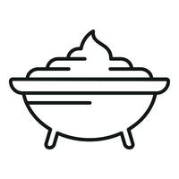 stål wasabi pott ikon översikt vektor. stam äter middag vektor
