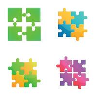 pussel ikoner uppsättning tecknad serie vektor. ljus färgrik pussel vektor