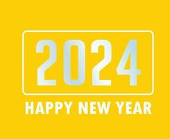 glücklich Neu Jahr 2024 Urlaub Weiß abstrakt Design Vektor Logo Symbol Illustration mit Gelb Hintergrund