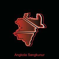 Karte Stadt von Angola Sangkunur Logo Design, Provinz von Norden Sumatra, Welt Karte International Vektor Vorlage mit Gliederung Grafik skizzieren Stil