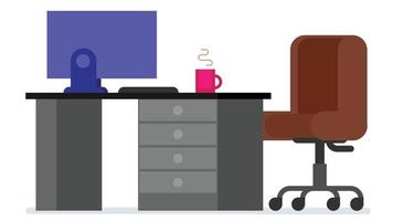 platt stil arbetsbord vektor illustration isolerad på vit bakgrund