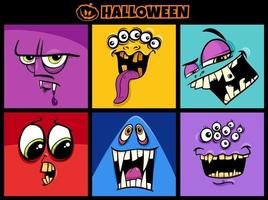 halloween semester tecknade monster tecken set vektor