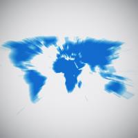 Världskarta med fokus på Afrika, vektor illustration