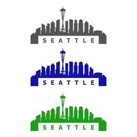 Seattle Skyline auf weißem Hintergrund dargestellt vektor