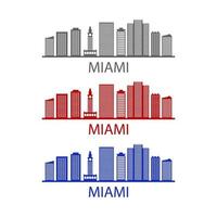 Miami skyline illustrerad på vit bakgrund vektor