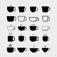 uppsättning kaffekoppar illustrerade på vit bakgrund vektor