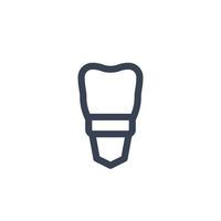 Zahnimplantat-Symbol auf weiß, linear vektor
