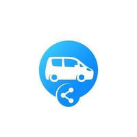 Carsharing-Symbol für Web und Apps, Auto- und Share-Zeichen vektor
