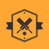 Cricket-Vintage-Logo, Vektor-Emblem mit Grunge-Textur vektor