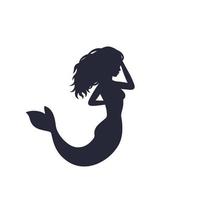 Meerjungfrau-Silhouette isoliert auf weiss, Vektor