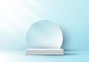 3D-Display weißer Sockel Kreis Hintergrund blaues Zimmer Hintergrundlicht vektor