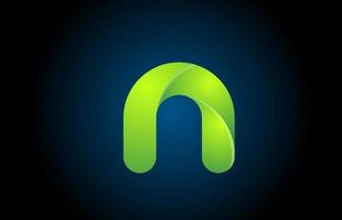 grünes Gradientenlogo n Alphabet-Buchstaben-Design-Symbol für Unternehmen vektor