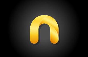 guld gyllene gradient logotyp n alfabetet bokstäver design ikon för företaget vektor