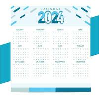 kostenlos Vektor stilvoll Weiß und Blau 2024 Neu Jahr Kalender Vorlage Design