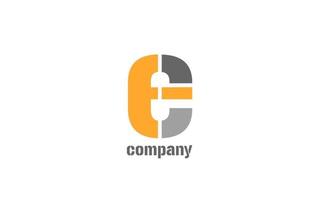 gelbes und graues e-Alphabet-Logo-Design-Symbol für Unternehmen vektor
