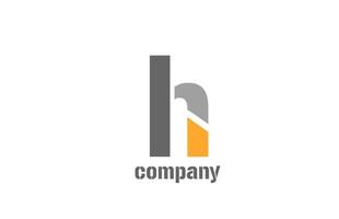 gul och grå h alfabetet logotyp designikon för företag vektor