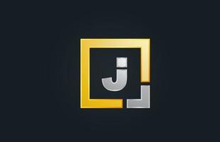 Gold-Silber-Metall-Buchstabe j Alphabet-Logo-Design-Symbol für Unternehmen vektor