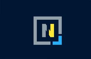 blå gul bokstav n alfabetet logotyp design ikon för företag vektor