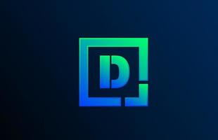 blå grön bokstav d alfabetet logotyp design ikon för företag vektor