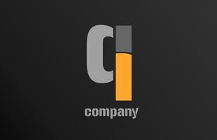 gelb grauer Buchstabe q Alphabet Logo Design Icon für Unternehmen vektor