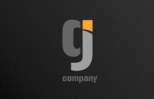 gelb grauer Buchstabe g Alphabet-Logo-Design-Symbol für Unternehmen vektor