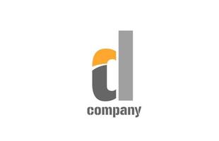 gul och grå d alfabetet logotyp design ikon för företag vektor