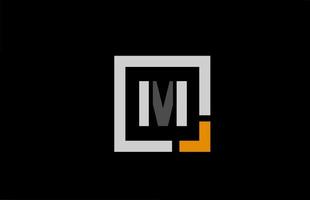 Schwarz-Weiß-Orange-Quadrat-Buchstaben-Alphabet-Logo-Design-Symbol für Unternehmen vektor