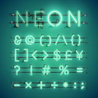 Gul realistisk neon teckenuppsättning med ledningar och konsol, vektor illustration