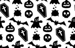 nahtloses sich wiederholendes Muster mit Halloween-Symbolen. Silhouetten vektor