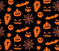 nahtloses sich wiederholendes Muster mit Halloween-Symbolen. Silhouetten vektor