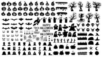 Sammlung von Silhouetten für Halloween mit gruseligen Kürbissen gruselig vektor