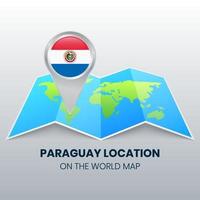 Standortsymbol von Paraguay auf der Weltkarte, runde Stecknadelsymbole von Paraguay vektor