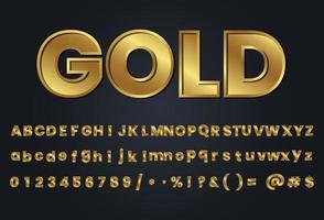 guld bokstäver alfabetet text effekt, komplett uppsättning alfabet bokstäver vektor