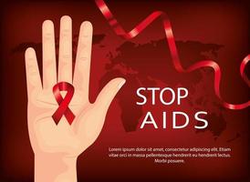 Poster zum Stopp-Aids-Tag mit Hand und Band vektor