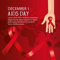 Poster zum Welt-Aids-Tag mit Hand und Bändern vektor