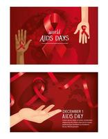 Set Poster zum Welt-Aids-Tag mit Dekoration vektor