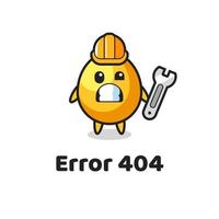 Fehler 404 mit dem süßen goldenen Ei-Maskottchen vektor