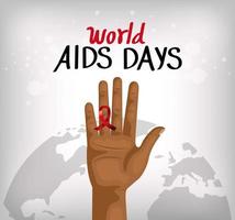 Poster zum Welt-Aids-Tag mit Hand und Band vektor