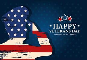 Happy Veterans Day Feier mit Militär und Flagge vektor