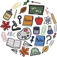 zurück zu schule doodle bunte vektorrunde clipart vektor