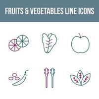 Obst und Gemüse Vektorlinie Icon-Set vektor