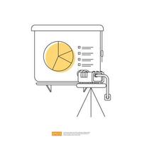 linjestil cirkeldiagram på whiteboard dukskärm med projektor vektor