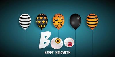 Happy Halloween Party Banner mit Ballondekoration. vektor