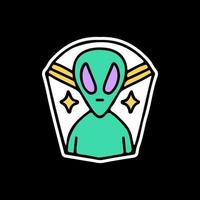 cooles Alien-Abzeichen. Illustration für T-Shirt, Poster, Logo, Aufkleber vektor