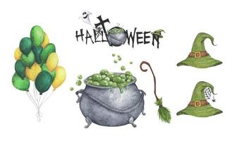 akvarell halloween uppsättning. semester illustration för design.