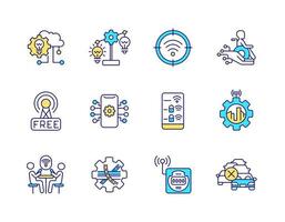 Smart City-bezogene RGB-Farbsymbole gesetzt vektor