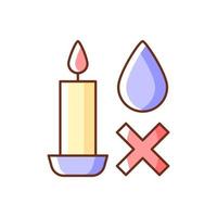 Kerze ohne Wasser löschen RGB-Farbsymbol für manuelles Etikett vektor