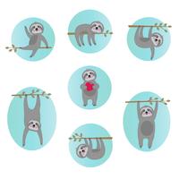 söta sloth vektor illustrationer